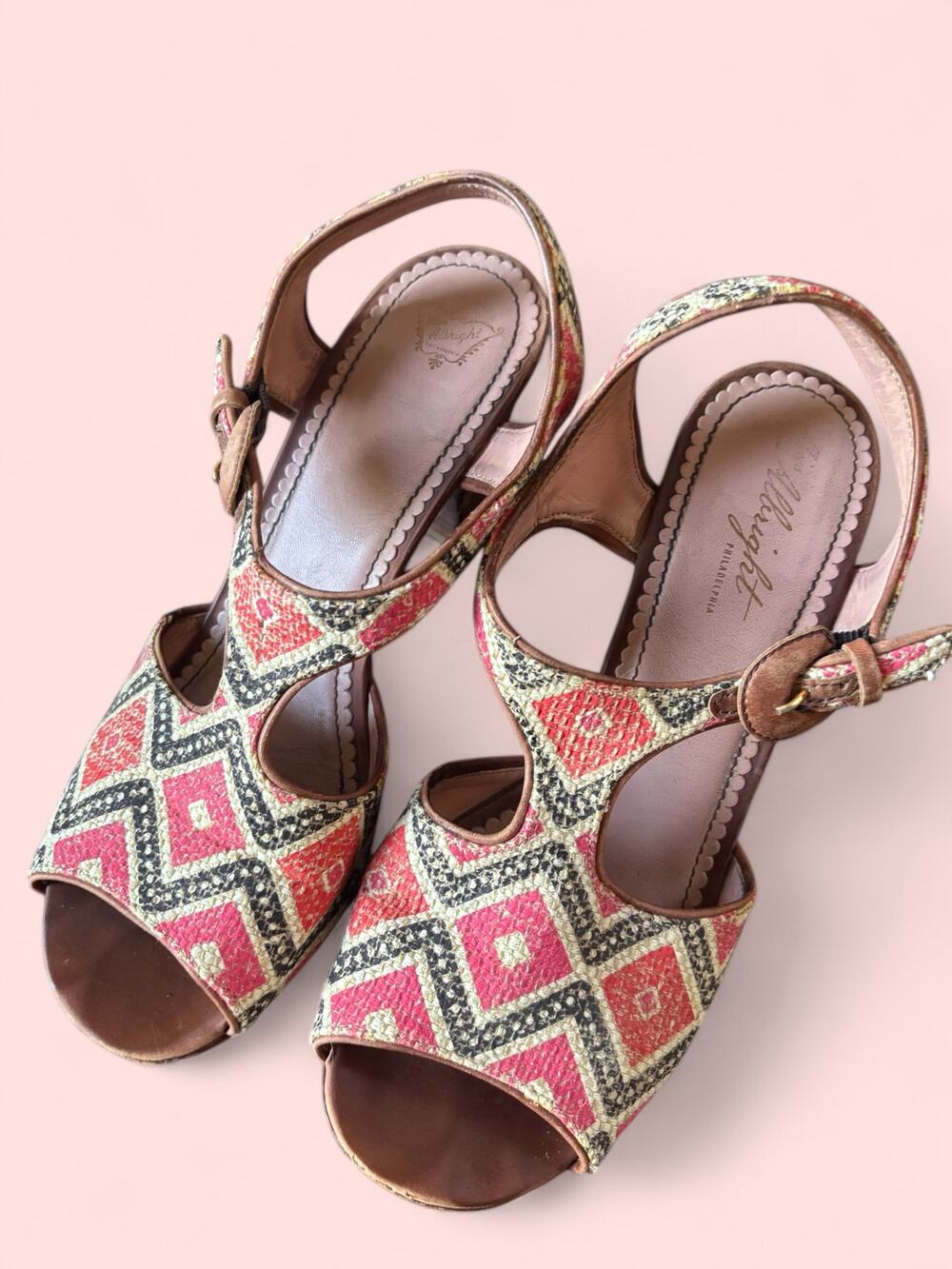 Miss Albright Anthropologie Woven Slingback Block Heel Sandals Size 8.5